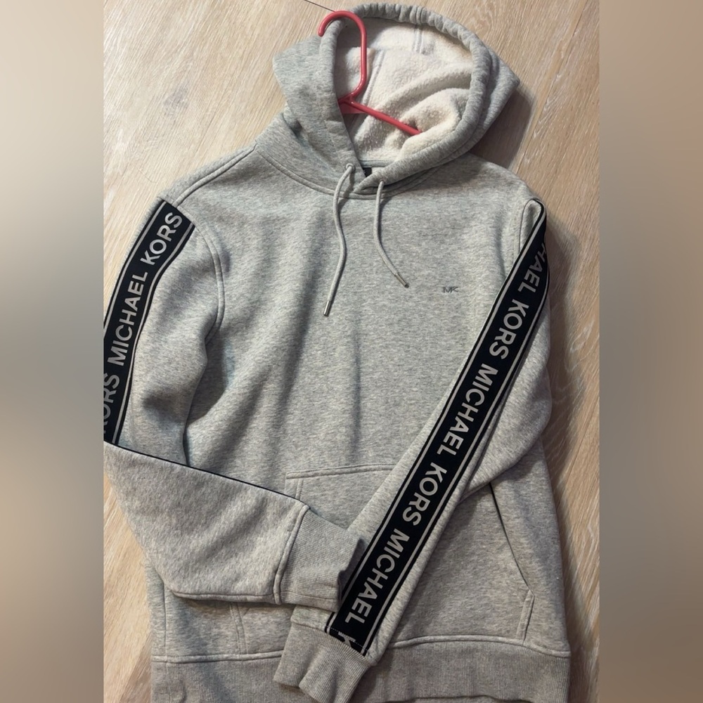 Michael Kors Light Gray Hoodie with Black Accents